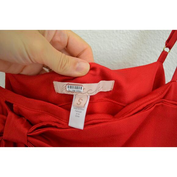 Anthropologie Hutch Satin Bow Front Slip Midi Dress In Red Size S - Picture 5 of 7